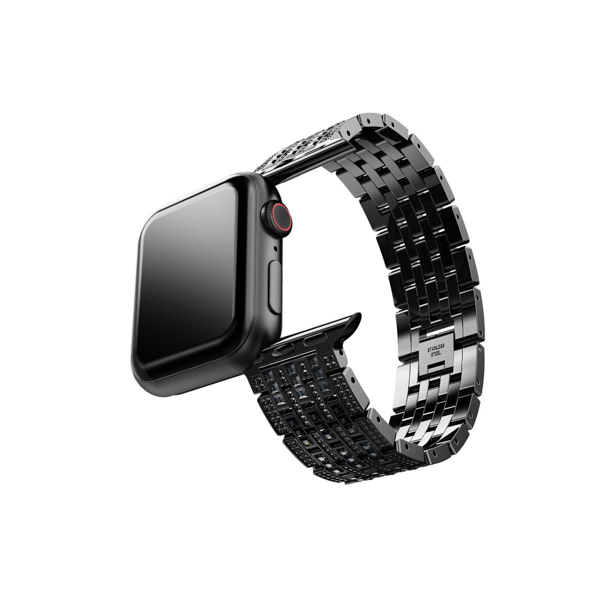Swarovski Sparkling Princess Apple Watch V3 Black Strap